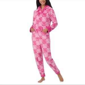 Hello Kitty One Piece Pajamas Onesie Jumpsuit Overall Fuzzy Sanrio Sleepwear L